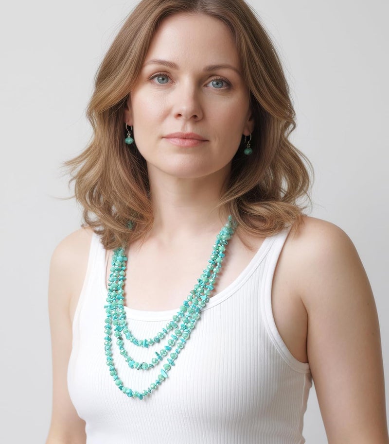 Errally Store Layered Beaded Statement Necklace Multi Strand Crystal Beads Collar Necklace and Earring Sets for Women Fashion Costume Jewelry Set Gifts for Her - Image 3